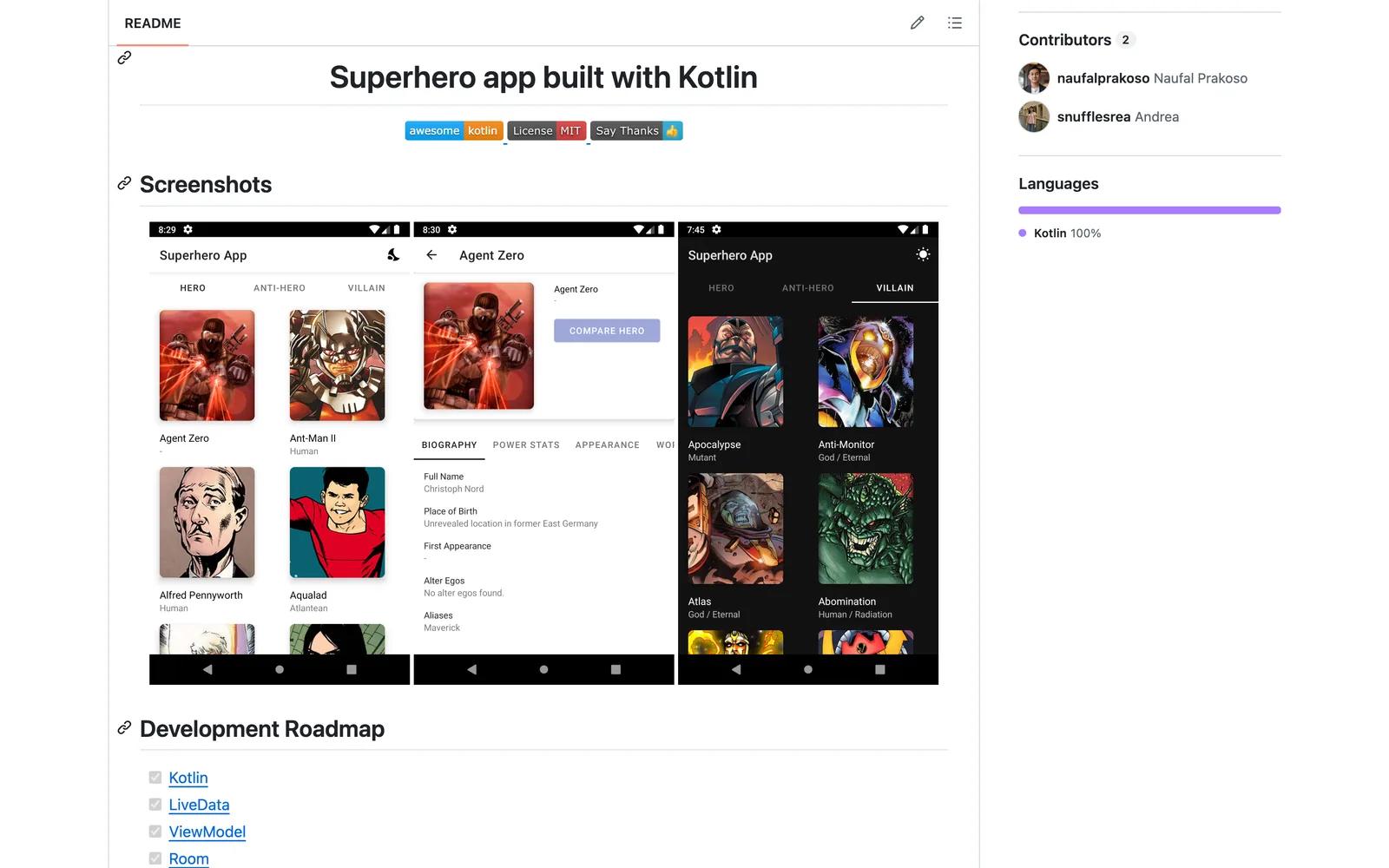 Superhero-App repository preview