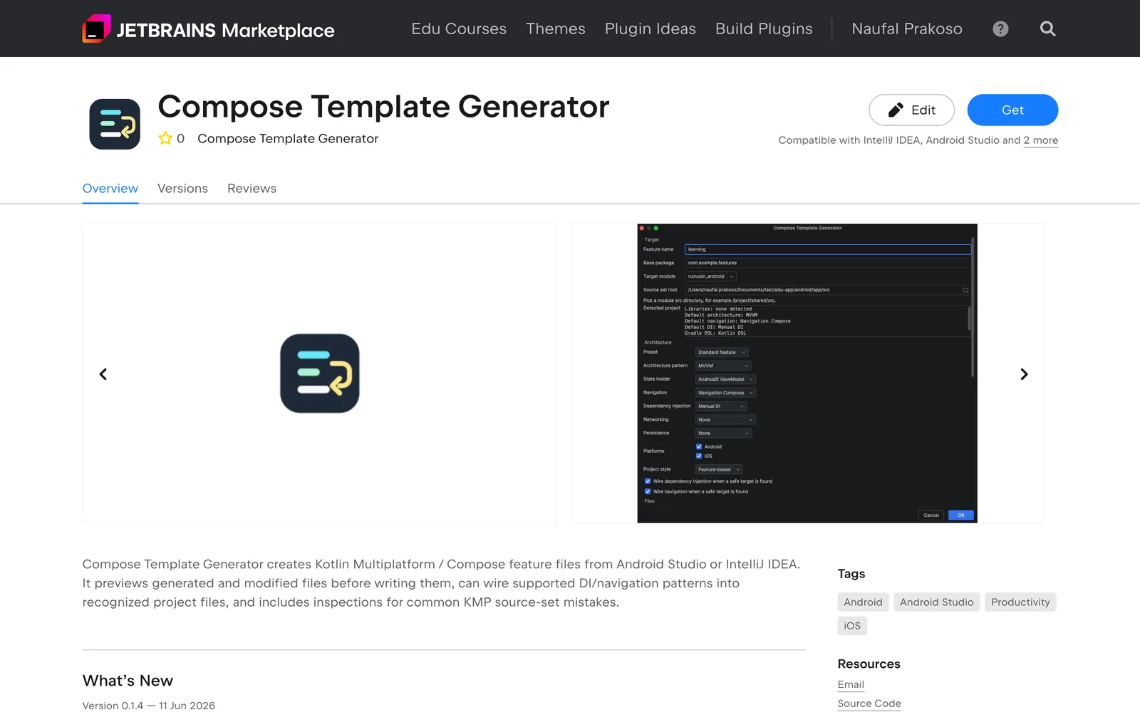 Compose Template Generator tool preview