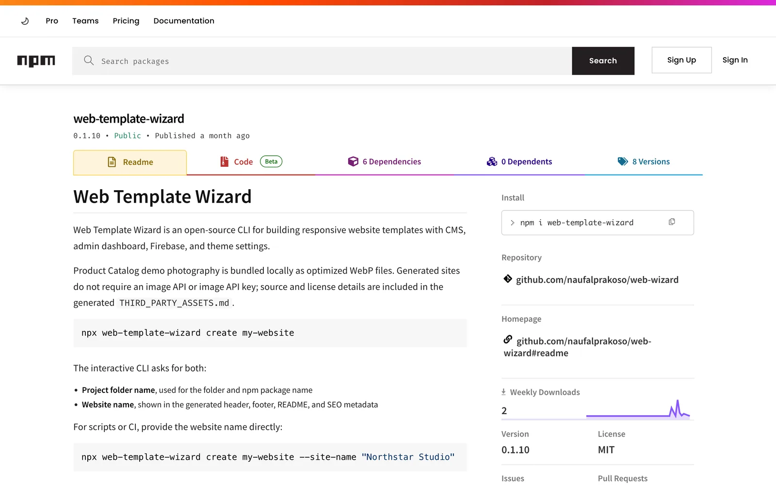 web-template-wizard tool preview